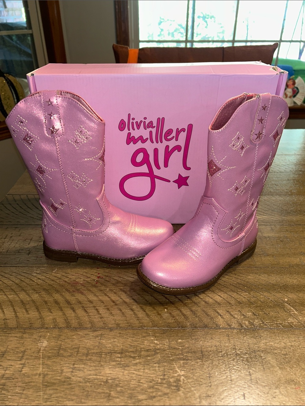 NEW Olivia Miller Shimmer Pink Girls Cowboy Boots size 11